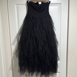 Fashion Nova Black Bubble Midi Strapless Dress